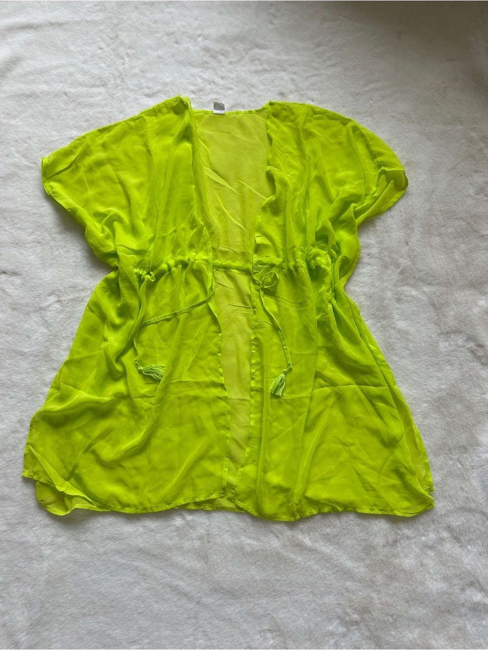 Neon Lime Sheer Kimono Cover-Up